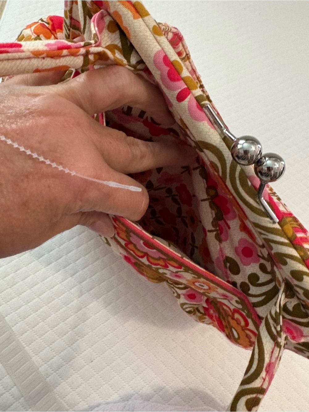 Vera Bradley Alice Kisslock Satchel Bag Folkloric Floral Quilted Retired EUC - Picture 9 of 17